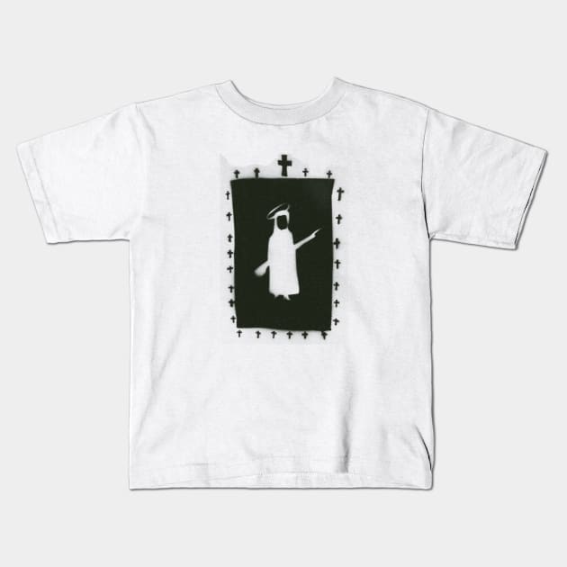 Goth Rock Nun Crucifix Kids T-Shirt by Evan Derian